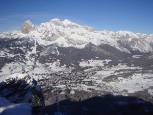 Tofana and town from Faloria, Cortina photo