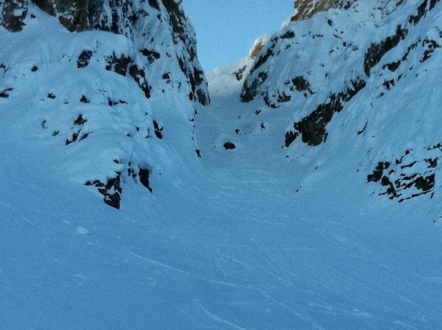 Big chute skiing at Kicking Horse