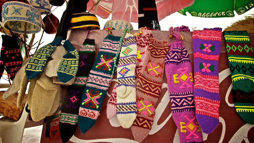 Hand-knitted socks, Gudauri