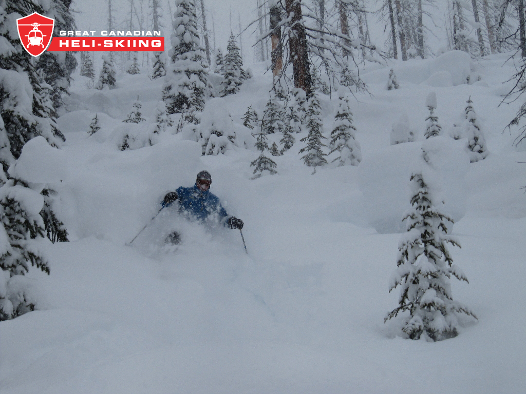 Kasper getting deep!, Great Canadian Heli-Skiing