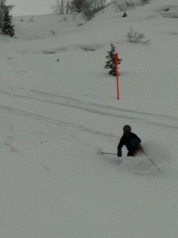 Nick Shannahan in light powder above Schiefa, Davos