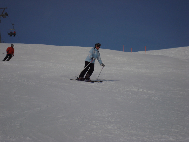 Tiny skiing spring snow on Todalp, Davos