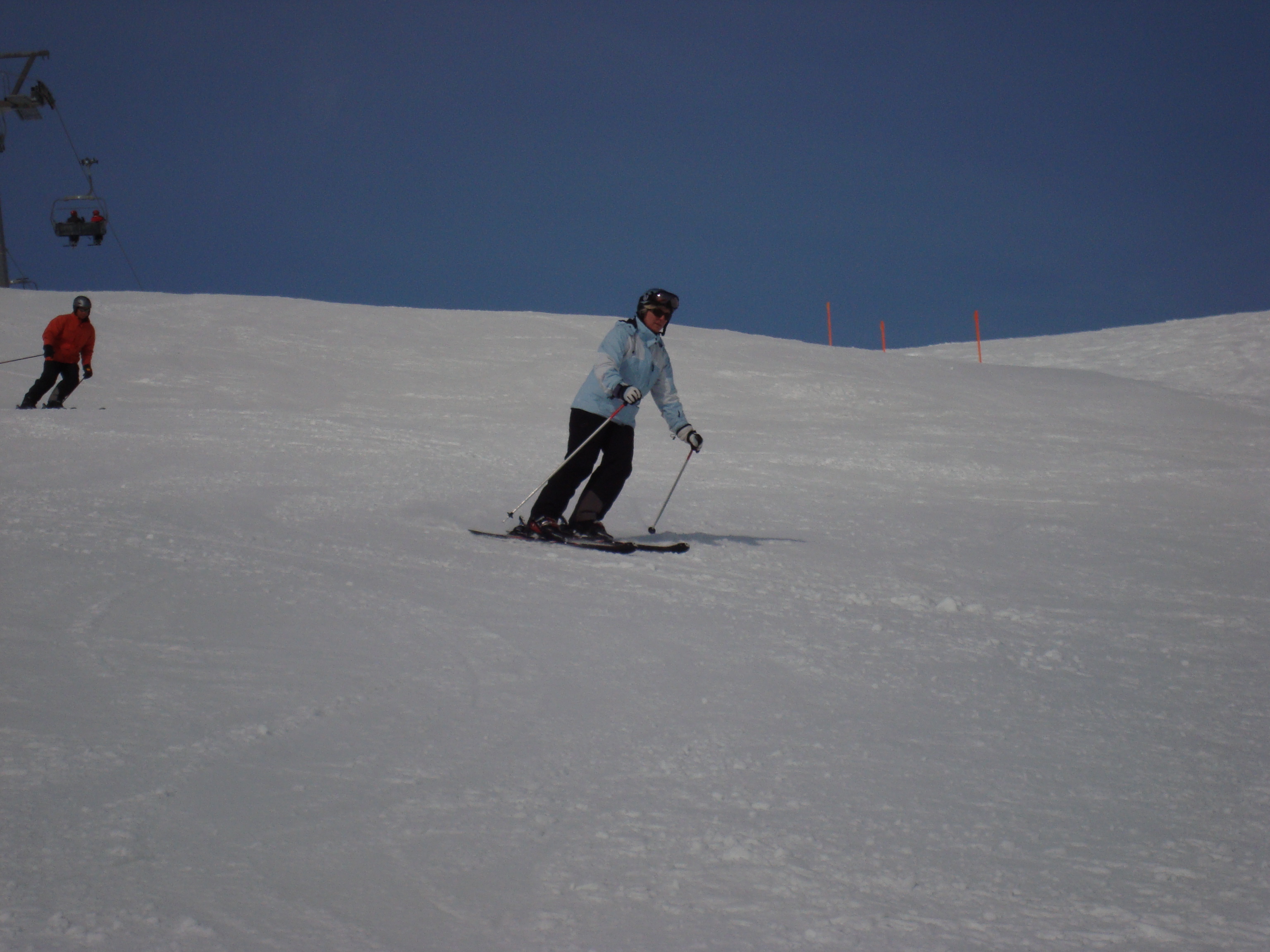 Tiny skiing spring snow on Todalp, Davos