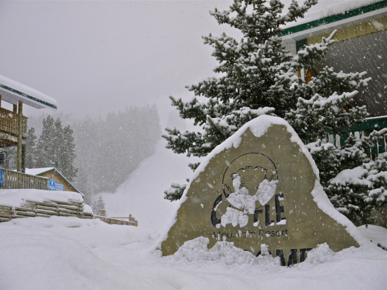 Pow day, Castle Mountain Resort