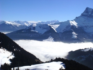 Blue morning mist in paradise, Chatel photo