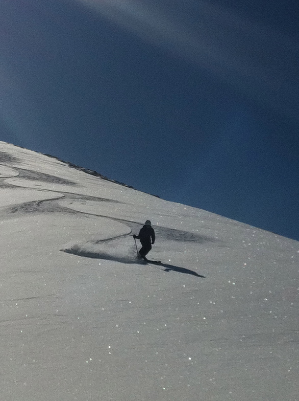 Annalis skiing Corn snow on Balentines, Davos