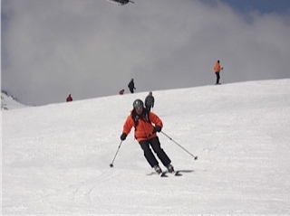 Tony skiing corn snow on Parsenn Furka, Davos