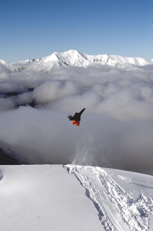 Flying high into A basin, Mount Cheeseman