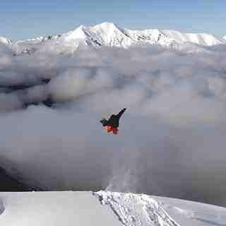 Flying high into A basin, Mount Cheeseman