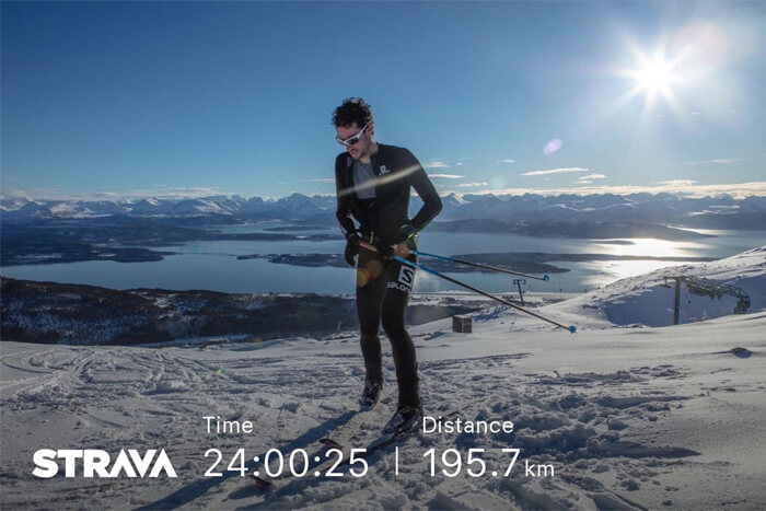 Skiing uphill world record