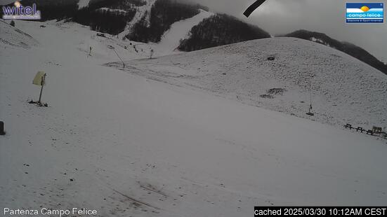 Campo Felice-Rocca di Cambioの雪を表すウェブカメラのライブ映像