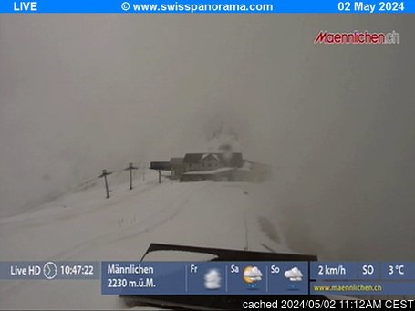 Grindelwaldの雪を表すウェブカメラのライブ映像