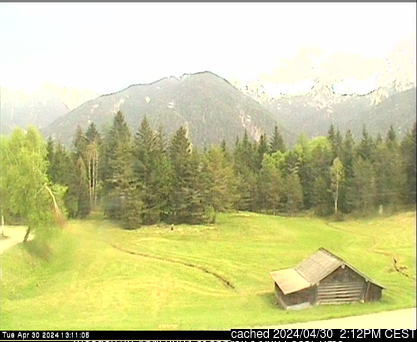 Mittenwald/Kranzberg webcam om 2uur s'middags vandaag
