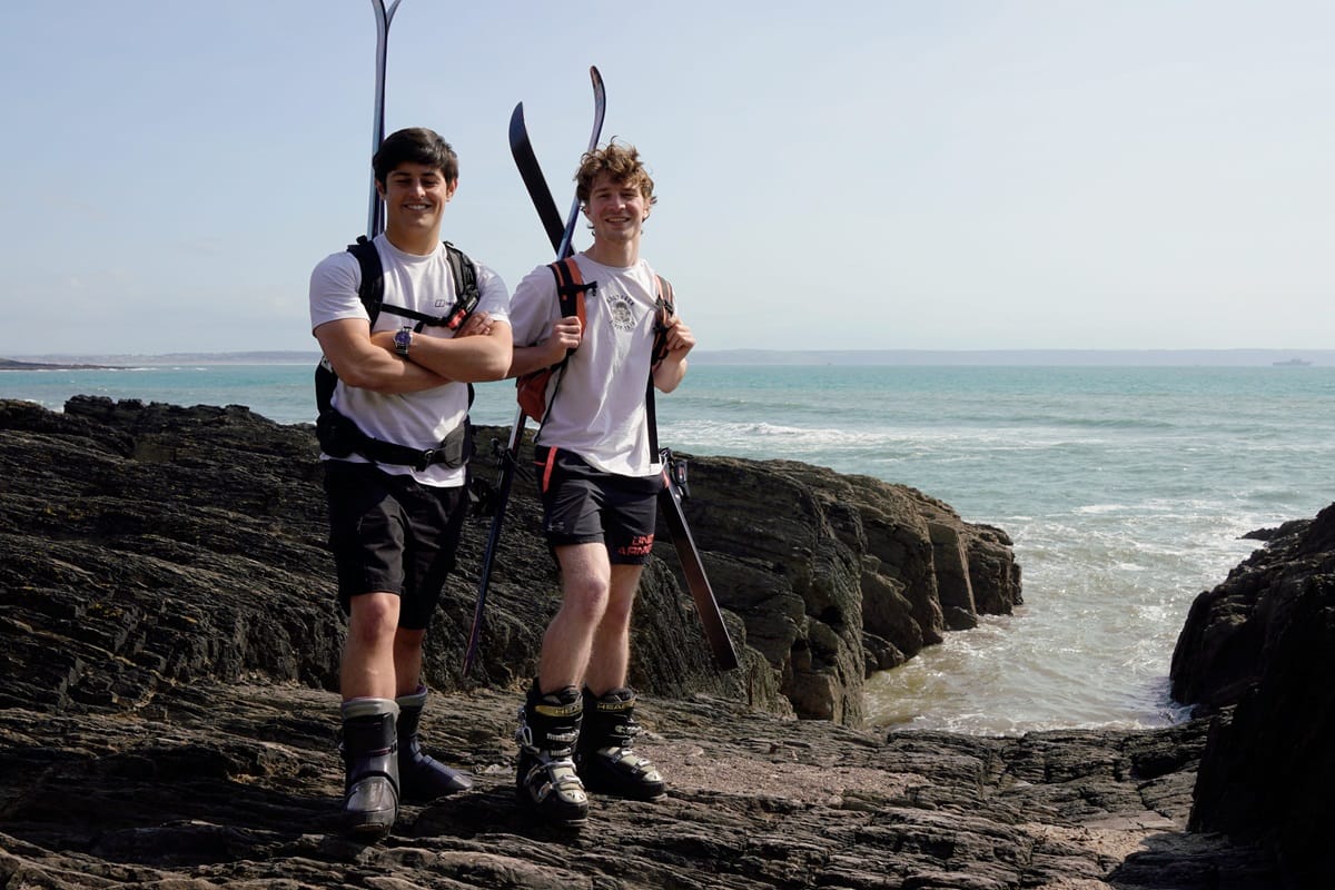 Fundraisers Walking From London To Highest Ski Resort in the Alps in Ski Boots