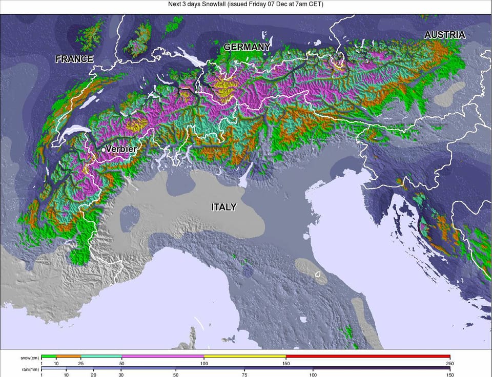 Up To A Metre (3ft) of Snow Forecast for the Alps: Sat – Mon