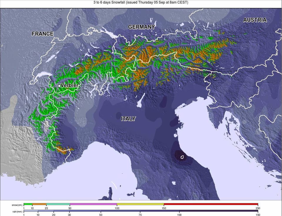 Heavy September Snow Forecast for Alpine Glaciers