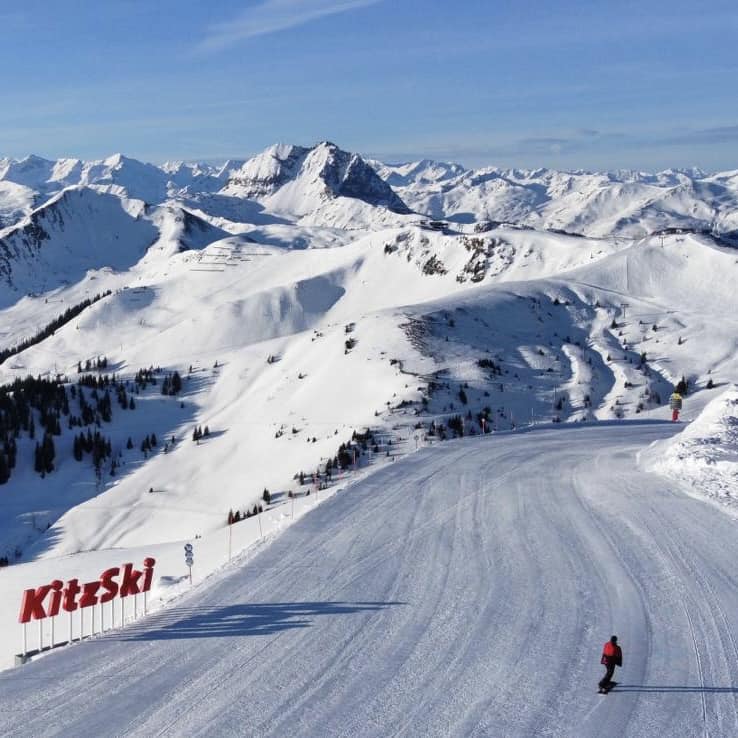 KitzSki resort slopes on Kitzbuhel, Austria.
