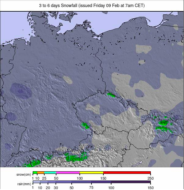Image: Germany snowfall forecast for the next 3-6 days. 