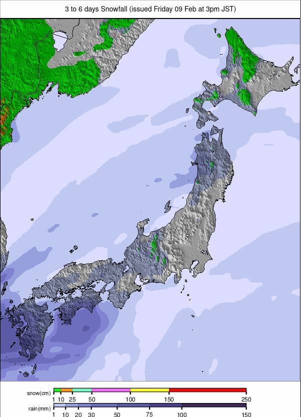 Image: Japan snowfall forecast for the next 3-6 days. 